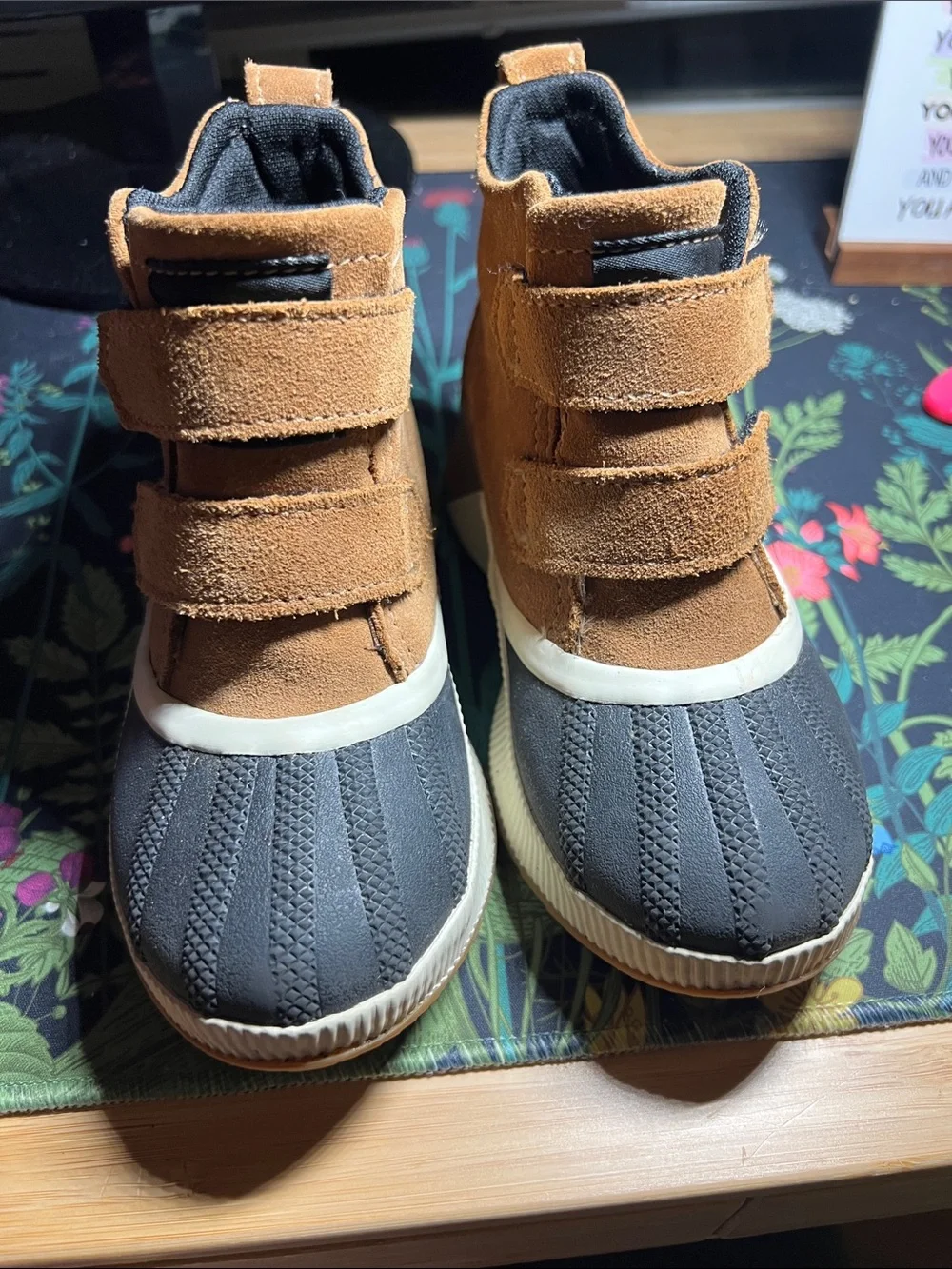 Sorel Kids Tan and Gray Waterproof Strap Winter Boots